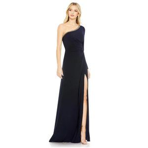 Mac Duggal One Shoulder Navy Dress
